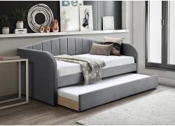 Velvet Upholstered Fabric Finish Day Bed in Grey 1